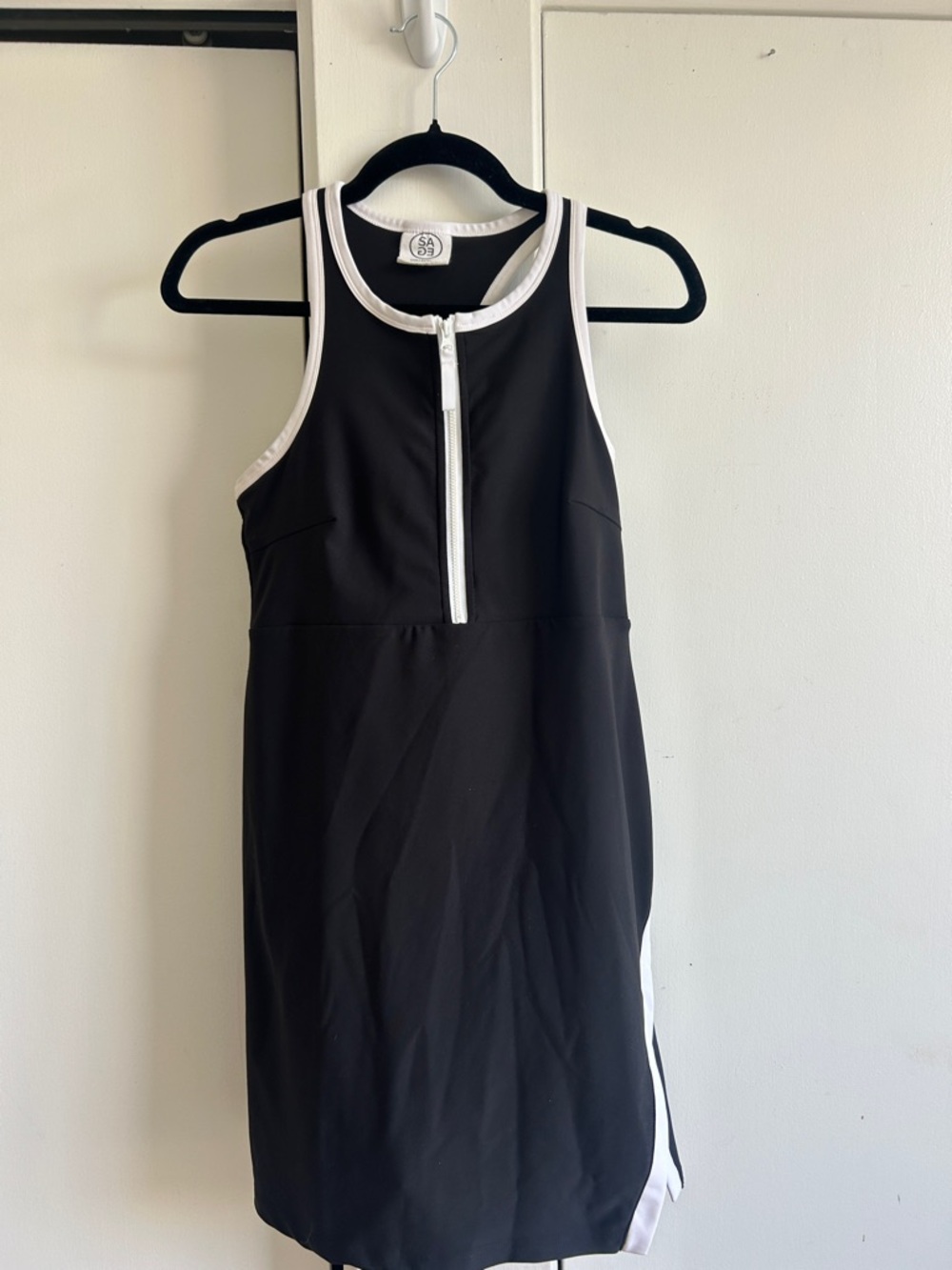 Cascade Collective Black and White Front-Zip Athletic Mini Dress